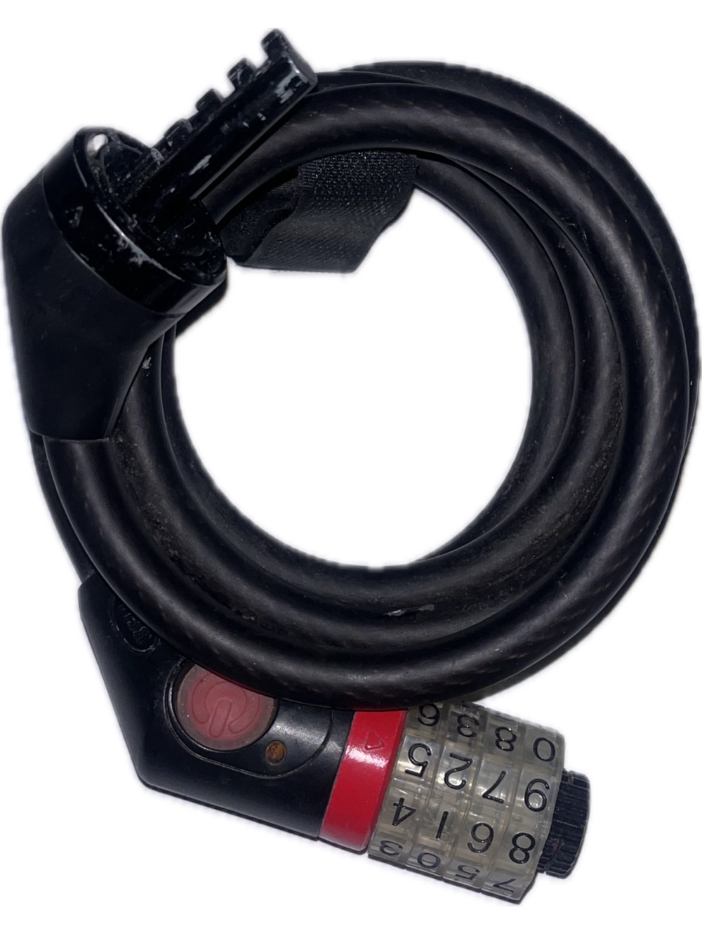 Combination Cable Bike Lock in Black with Red Accents